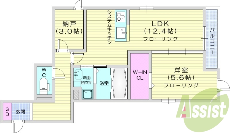 1LDK、ネット無料、温水洗浄便座、都市ガス