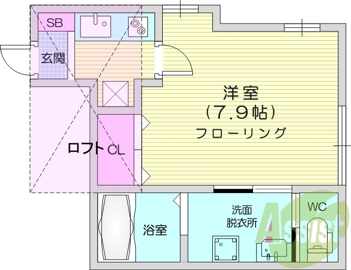 １K、フローリング、エアコン、クローゼット