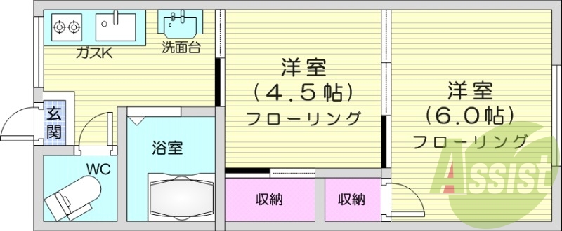 ２K、収納、カメラインターホン、BT別、エアコン