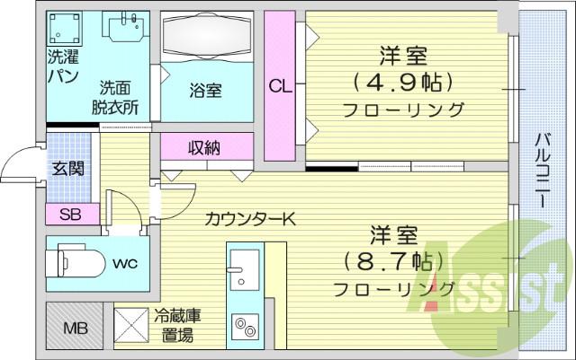 1LDK、ウォシュレット、追い炊き機能、シャンプードレッサー