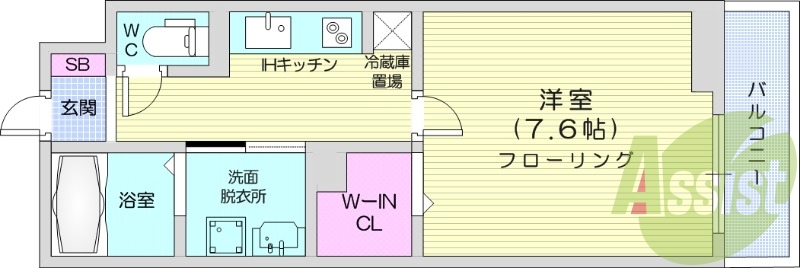 １K、オートロック、システムキッチン、バストイレ別