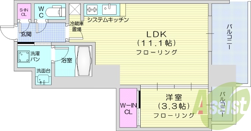 1LDK、オートロック、エレベーター、防犯カメラ、宅配BOX