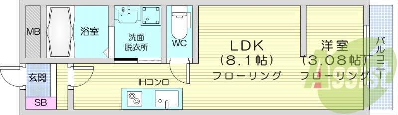 １LDK、エアコン、浴室乾燥、追い炊き、オートロック