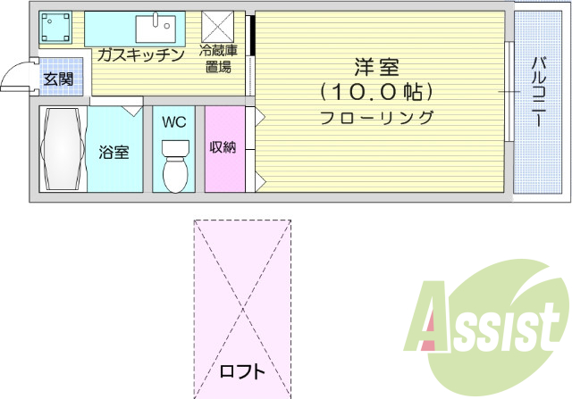 １K、日当たり良好、バス・トイレ別、光ファイバー