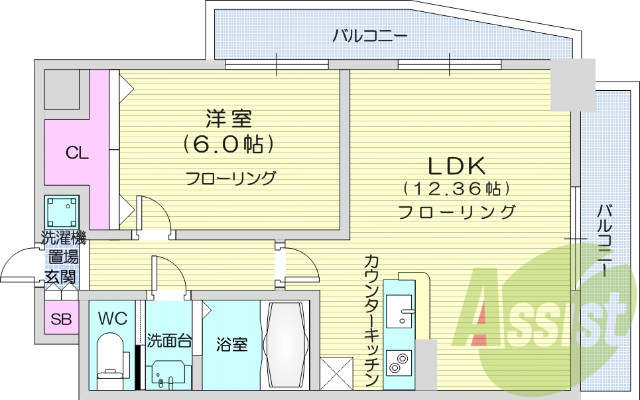 角部屋、1LDK、オートロック、BT別、追い焚き機能付き