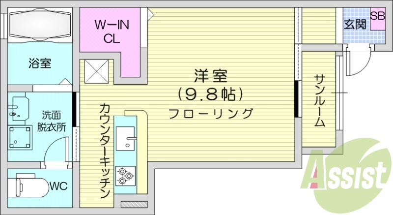 １K、インタネット無料、浴室乾燥機、宅配BOX