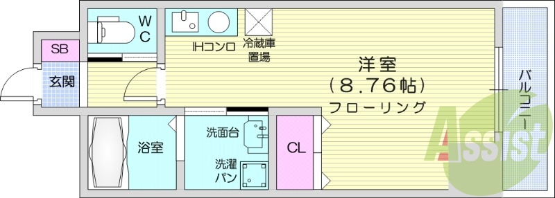 ワンルーム、インターネット無料、オートロック、宅配ボックス付