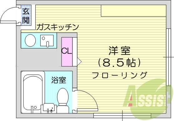 1K、エアコン、洗面台、IHコンロ、クローゼット