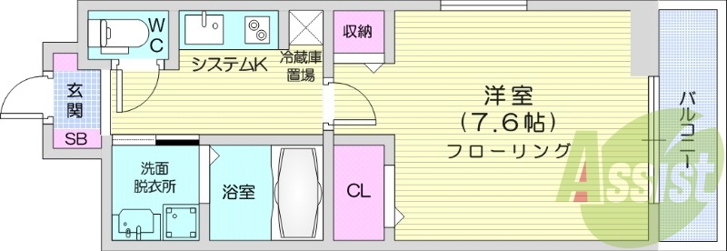 1K、インターネット無料、独立洗面台、エアコン、バストイレ別