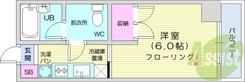 1K、ガスコンロ付き、バストイレ別、エアコン、シャワートイレ