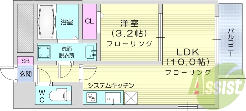 1LDK、防犯カメラ、エアコン、ネット無料