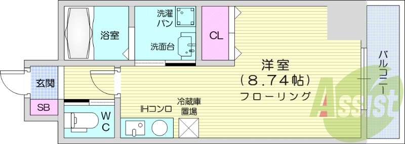 ワンルーム、インターネット無料、オートロック、宅配ボックス付