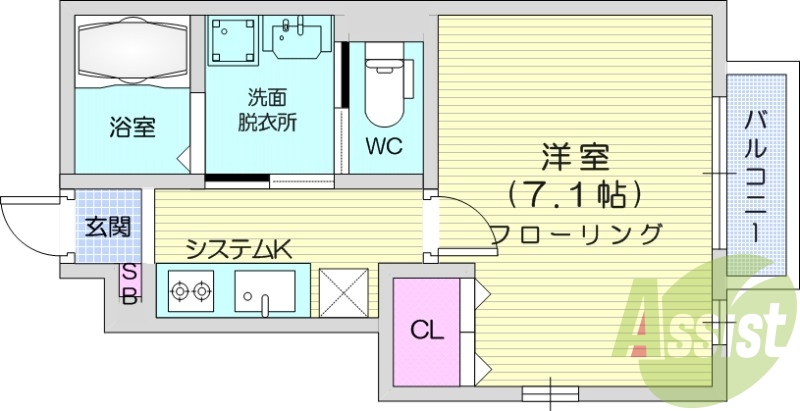 1K、エアコン、室内洗濯機置場、トイレ浴室別、収納