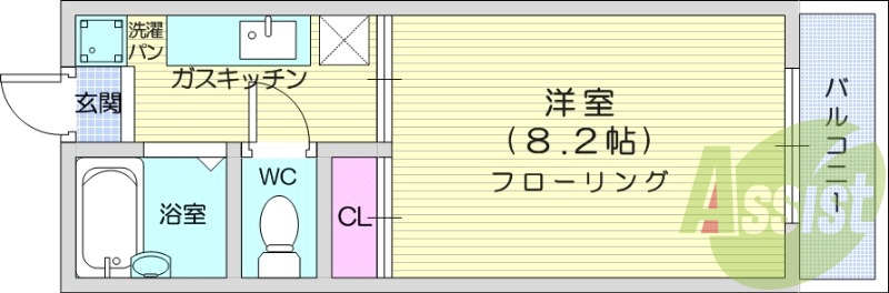 1K、エアコン、室内洗濯機置場、トイレ浴室別、収納