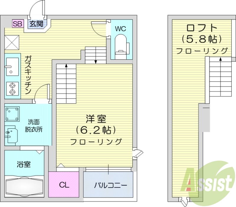 1K、洗髪洗面化粧台、浴室乾燥機、インターネット無料
