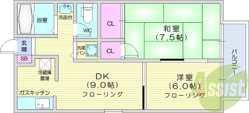 2DK、南向き、洗面所独立、ネット無料、ウォシュレット