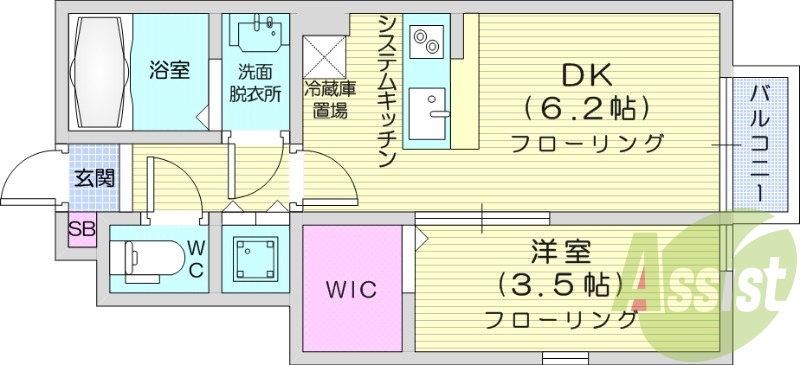 1DK、エアコン、追い炊き機能、浴室乾燥機