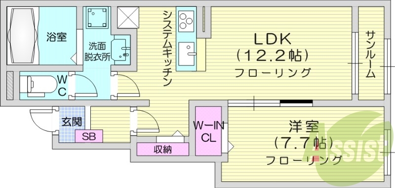 1LDK、ホームセキュリティ、ウォークインクローゼット