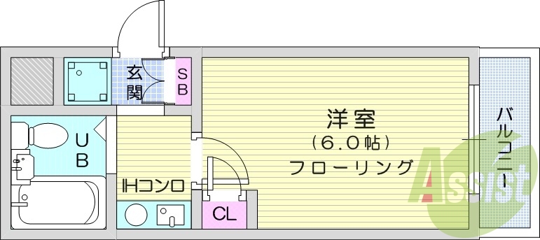 1K　オートロック　都市ガス　IHクッキングヒーター