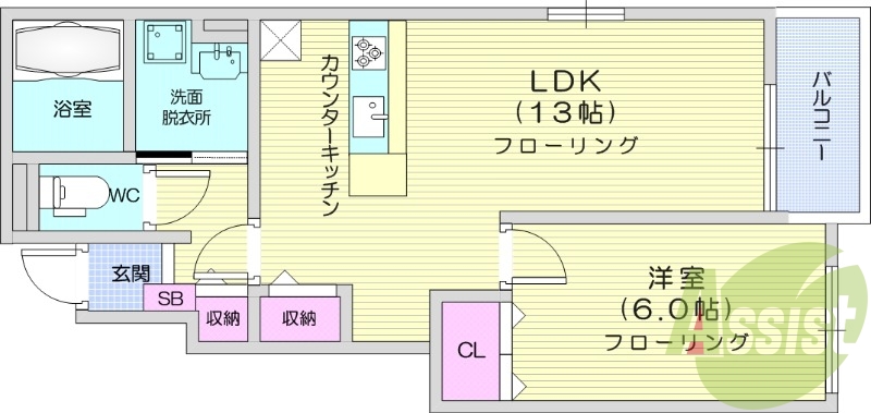 1LDK、エアコン2台、追い焚き機能、浴室乾燥