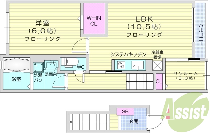 1LDK、浴室乾燥、ネット使用料無料、温水洗浄便座