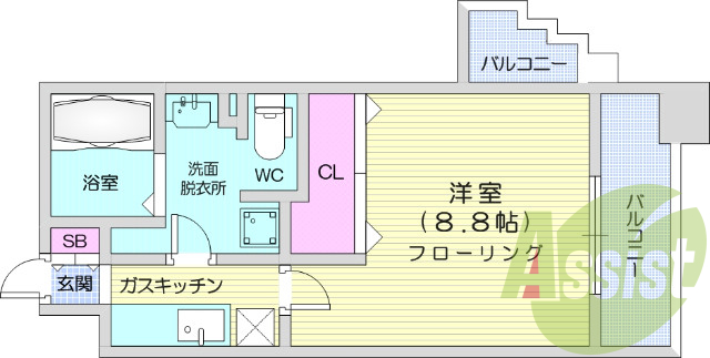 写真は別号室です。セコム24時間対応、24時間換気システム