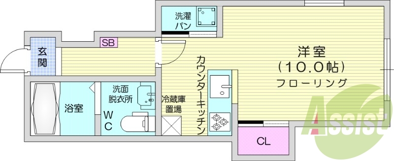 1K、南向き、バストイレ別、独立洗面台、追い焚き機能