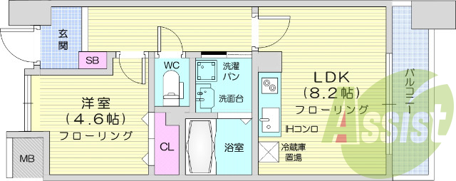 1LDK、システムキッチン、オートロック、浴室乾燥、エアコン