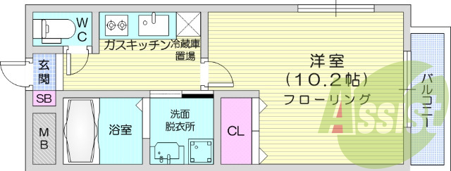 1K、独立洗面台、BT別、エアコン、南向き