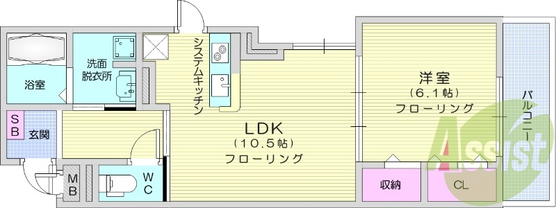 1LDK　浴室乾燥機　温水洗浄便座　インターネット無料