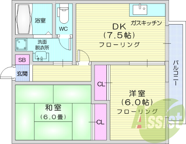 2DK、温水洗浄便座、シャンプードレッサー