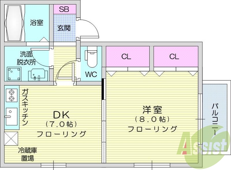 1Dk、エアコン、バストイレ別、追い炊き、温水洗浄便座