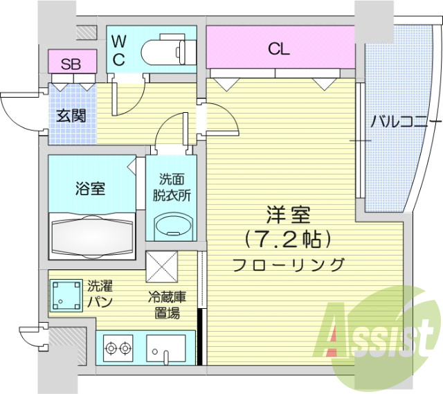 1K、システムキッチン、シャンプードレッサー