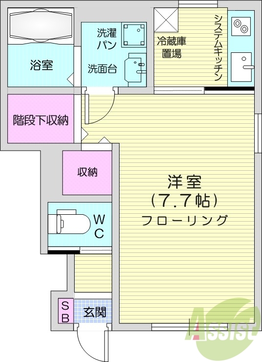 1K、宅配ボックス、独立洗面台、TV付インターホン、エアコン