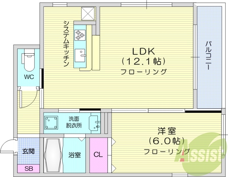 1LDK、ホームセキュルティー、オートロック、都市ガス、IH