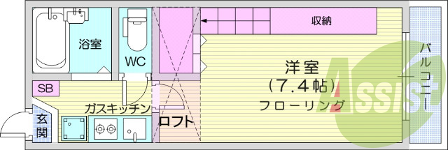 1K、給湯器、B・T別、エアコン、陽当たり良好。