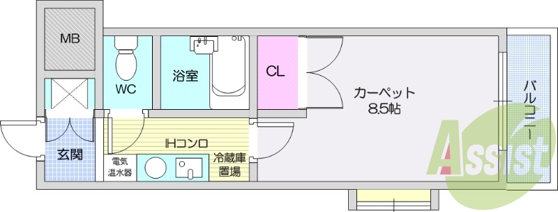 1K、オール電化、IHコンロ、光コンセント