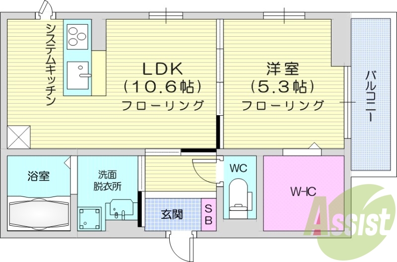 1LDK、ネット無料、ホームセキュリティ、宅配ボックス