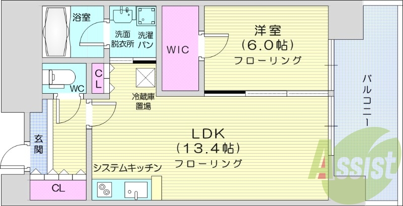 1LDK、バストイレ別、浴室乾燥付き、追い焚き機能