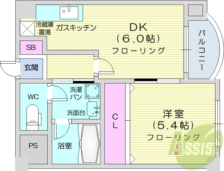 1DK、インターネット使用料無料、バストイレ別、収納スペース
