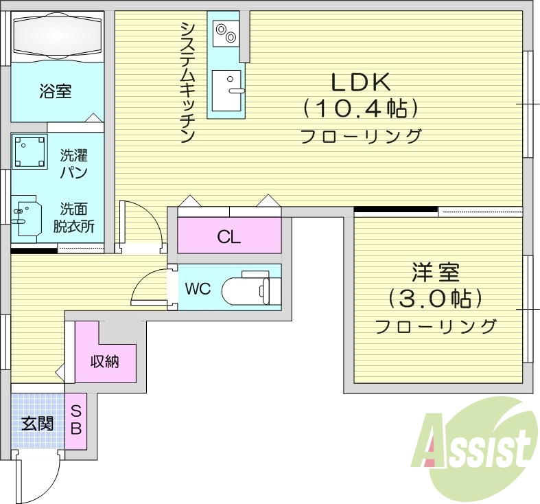 1LDK、浴室乾燥付き、追い焚き機能付き、オール電化