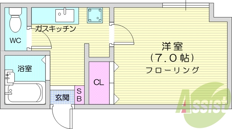 バス・トイレ別、ガスキッチン、インターネット使用料無料