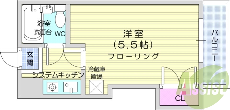 １K、5.5帖、ネット使用料不要、防犯カメラ、宅配ボックス
