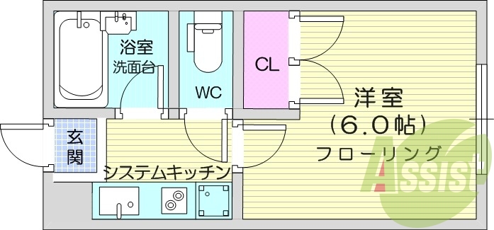 １K、６帖、ネット使用料不要、防犯カメラ、宅配ボックス