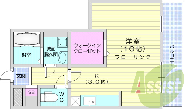 1K、ペット相談、ウォークインクローゼット