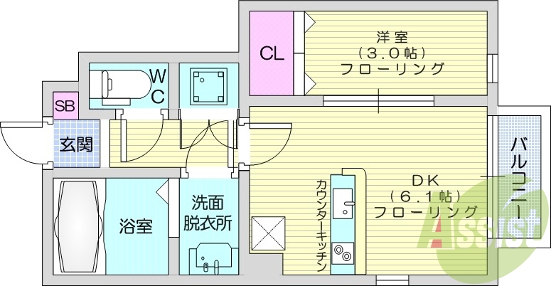 １DK、ネット無料、エアコン、収納、追い焚き