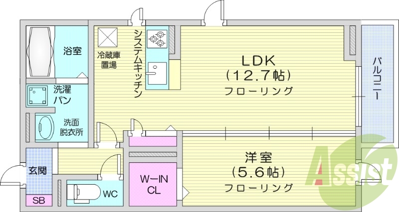 1LDK、エアコン、オートロック、モニター付きインターホン