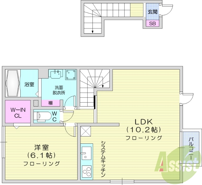 1LDK、インターネット無料、角部屋、ペット可