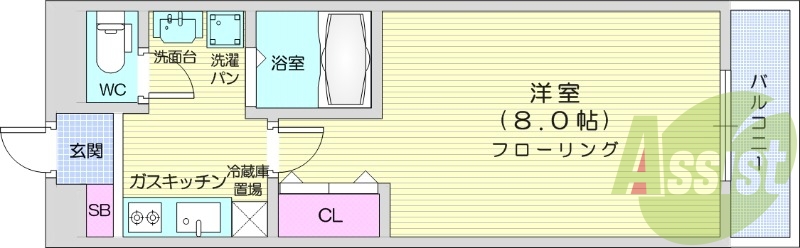 フローリング、バルコニー、風呂トイレ別。