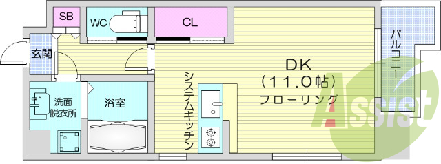 1R、追い炊き機能、独立洗面台、角部屋、都市ガス